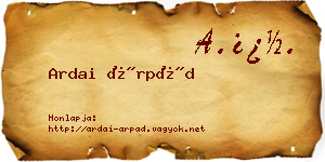 Ardai Árpád névjegykártya